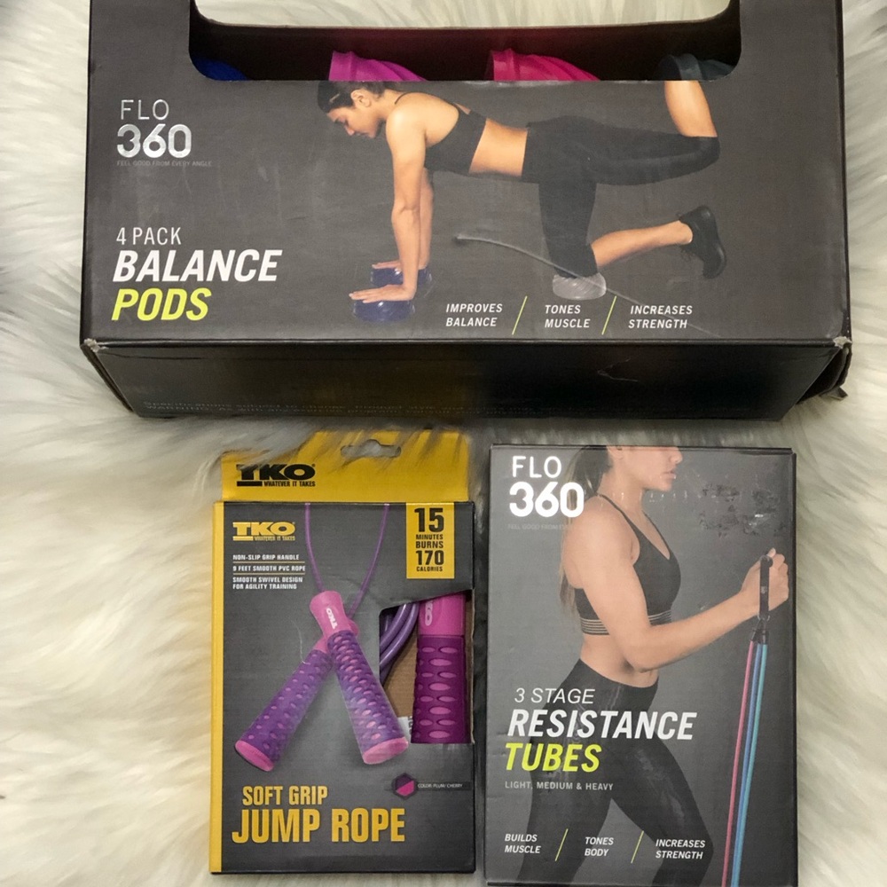 Exercise Bundle - Toning Balls, Fitness Tubes, Jump Rope and Balance Balls